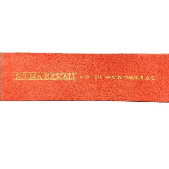 Norma Kamali Leather Belt Sz. S Terra Cotta 2”W Square Buckle Classic Designer - Picture 6 of 6